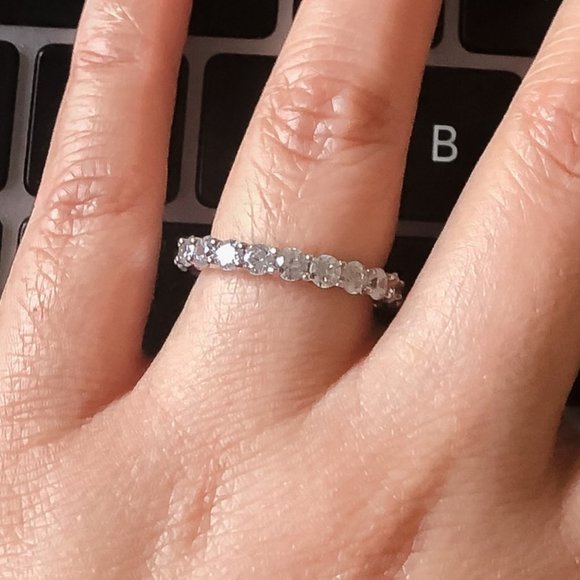 Jewelry - Round Cut Full Eternity Ring in Sterling Silver Promise Ring Engagement Ring